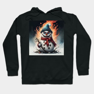 Scary snowman in fire Hoodie